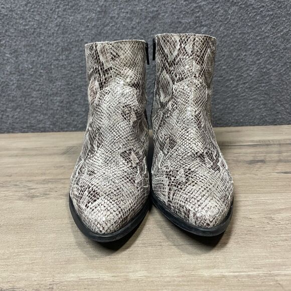 BIANCO Snake Side Zip Bootie Ankle Boots PORTUGAL Pointed Toe Womens US 8 EU 39 - Picture 2 of 10